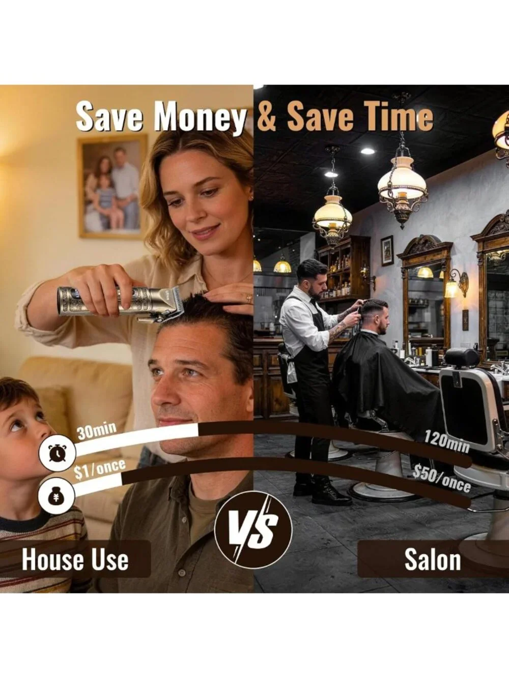 3-in-1 Hair Clippers & Beard Trimmer Kit | Cordless, Fast Charging, LED Display